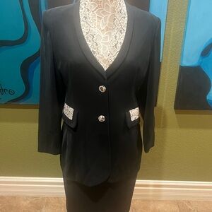 Elegant Black Blazer with Lace Accents